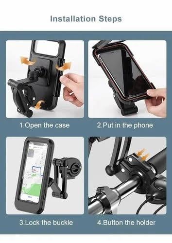 Waterproof Motorcycle and Bicycle Handlebar Phone Mount with 360° Rotation, 3-Pivot Adjustable Arm, Touch Screen Case Holder | Fit 4-7.2 Inches All Smartphones