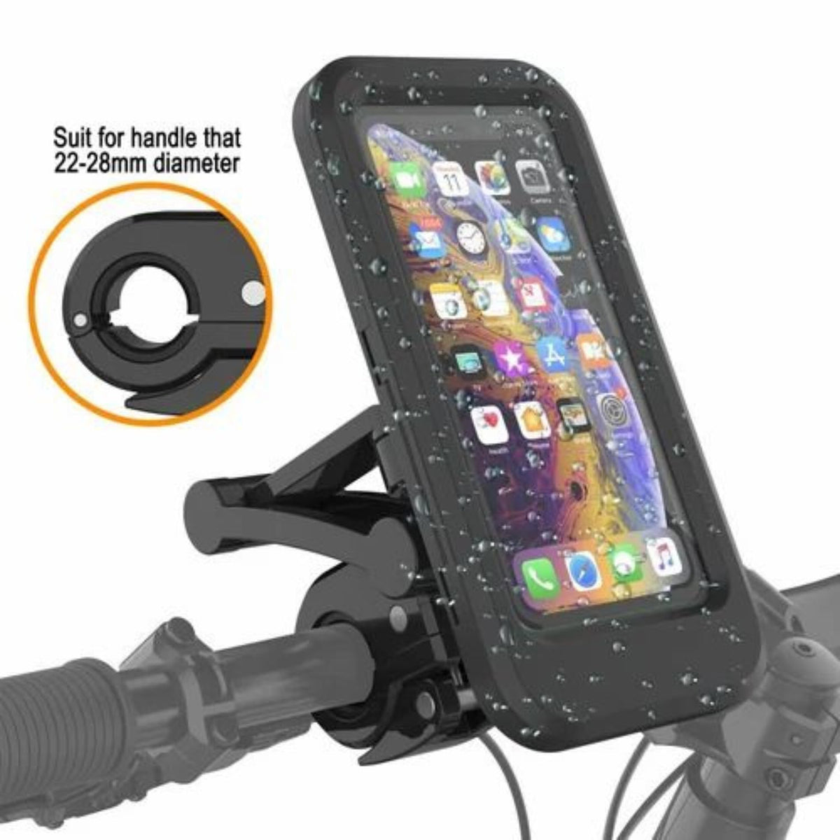 Waterproof Motorcycle and Bicycle Handlebar Phone Mount with 360° Rotation, 3-Pivot Adjustable Arm, Touch Screen Case Holder | Fit 4-7.2 Inches All Smartphones