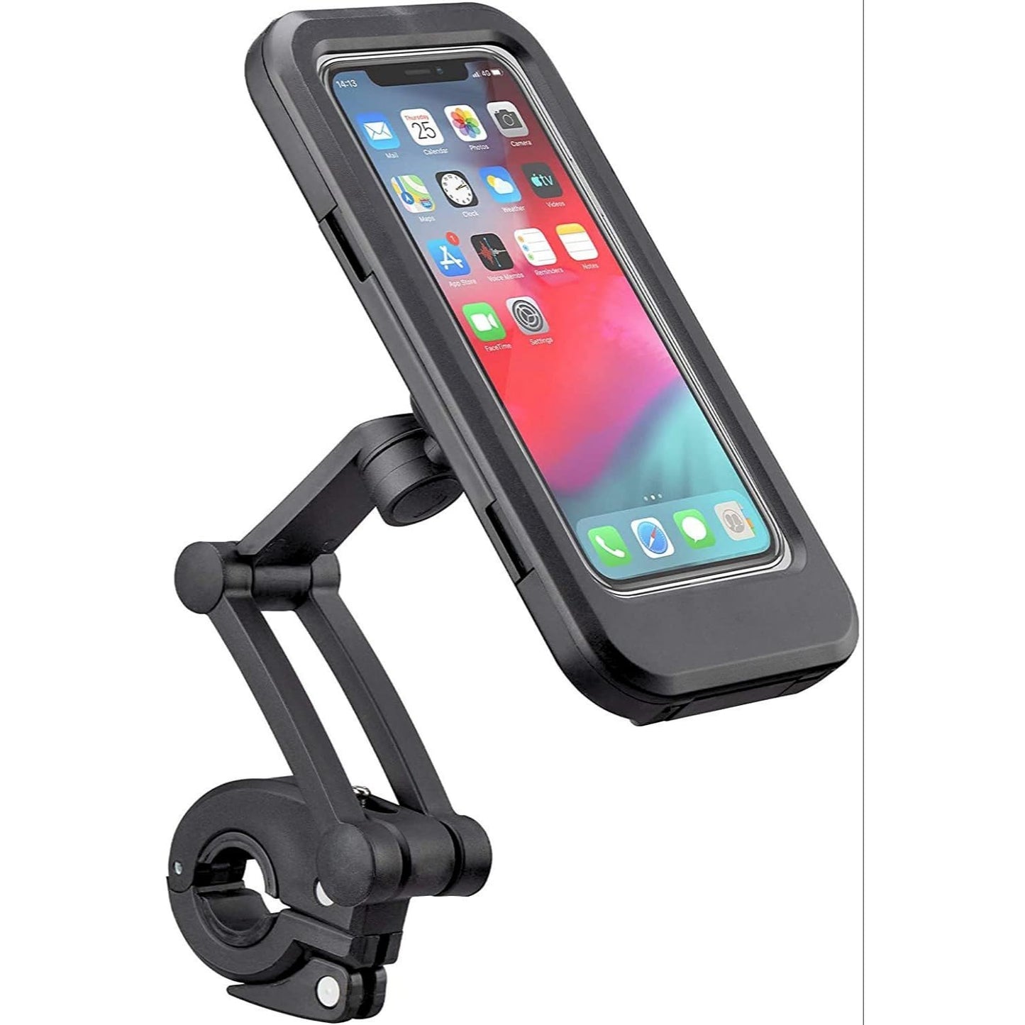 Waterproof Motorcycle and Bicycle Handlebar Phone Mount with 360° Rotation, 3-Pivot Adjustable Arm, Touch Screen Case Holder | Fit 4-7.2 Inches All Smartphones