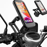 Waterproof Motorcycle and Bicycle Handlebar Phone Mount with 360° Rotation, 3-Pivot Adjustable Arm, Touch Screen Case Holder | Fit 4-7.2 Inches All Smartphones